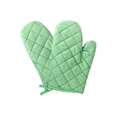 Produktbild von Ofenhandschuhe 1 Paar Hitzebeständig Mikrowelle Rutschfest Grün Polyester Baumwolle