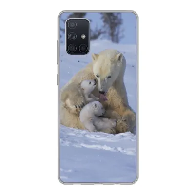 Produktbild von MuchoWow® Handyhülle Schutzhülle Hülle für Samsung Galaxy A51 5G Eisbären - Schnee - Weiß Silikon Softcase Handy Hülle - Abbildung