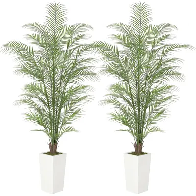Produktbild von 2er-Set Künstliche Areca-Palme / Goldfruchtpalme 180 cm – Täuschend echte Kunstpflanze mit natürlichem Wuchs im Pflanztopf, für Wohnzimmer & Büro
