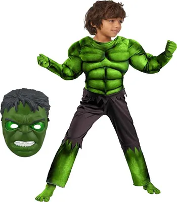 Produktbild von Hulk-Muskel-Kostüm für Kinder, Infinity War, mit Maske, 110-120 cm, 5-7 Jahre