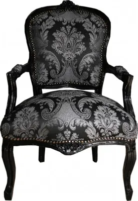 Produktbild von Casa Padrino Barock Salon Stuhl Schwarz Muster / Schwarz - Antik Stil Möbel