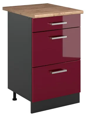 Zdjęcie produktu dla Szafka dolna do kuchni Vicco R-Line Czerwony połysk/Antracyt 50 cm blat roboczy Dąb Goldkraft, Model 69852