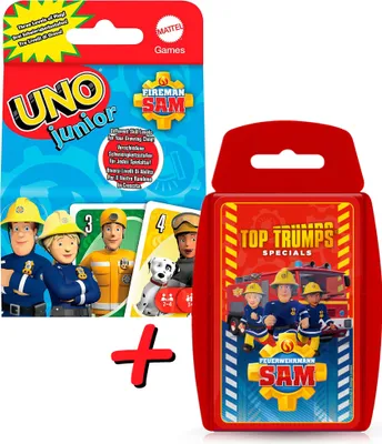 Produktbild von Feuerwehrmann Sam Kartenspiel-Set - UNO + Top Trumps Kartenspiel Gesellschaftsspiel