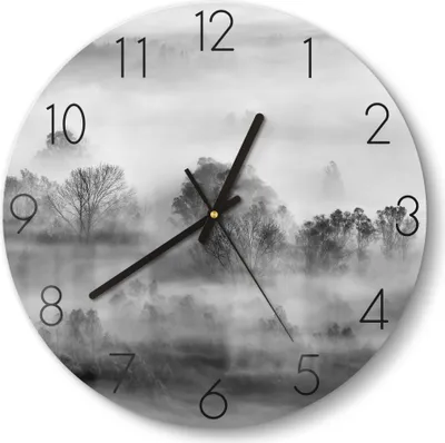 Produktbild von DEQORI Glasuhr Ø30 cm Zahlen 'Nebelgeflüster' Wanduhr Glas Uhr Design leise Küchenuhr