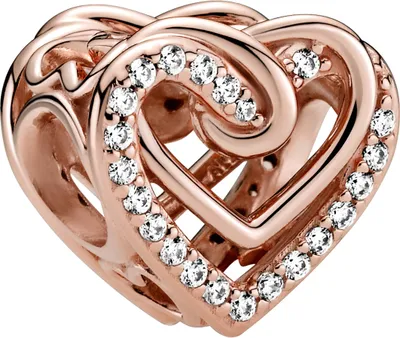Image de Pandora Coeurs Charm 14 carats en alliage de métal doré rose, zirconium
