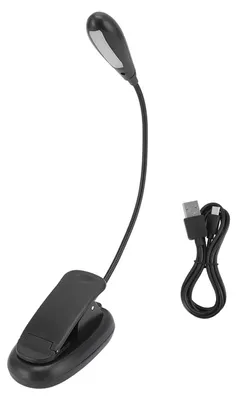 Obrázek produktu pro Přenosná lampa s klipem, černá, 9 úrovní jasu, 7 žárovek, skládací, flexibilní, s husím krkem, USB, nabíjecí, LED stolní lampa