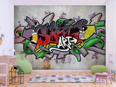 Produktbild von Vlies Fototapete Graffiti 400x280 cm Tapeten Wandtapete XXL Mural Streetart Betonoptik i-A-0158-a-d