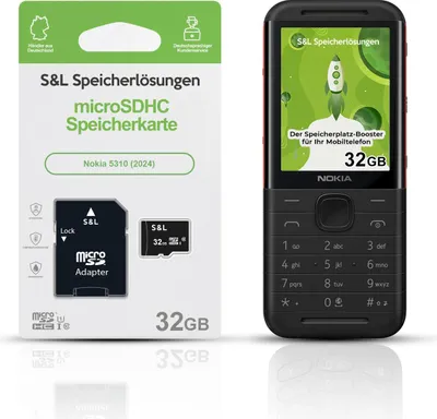 Produktbild von microSD Speicherkarte S&L für Nokia 5310 (2024) - Speicherkapazität: 32 GB