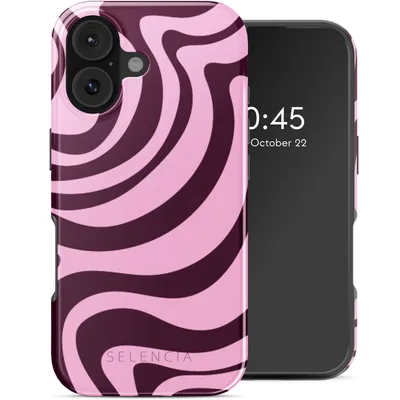 Immagine prodotto di Selencia Vivid Backcover con MagSafe per l'Apple iPhone 17 - Wavy Swirl Pink Plum
