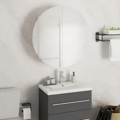 Immagine prodotto di vidaXL Mobile da bagno con specchio rotondo e LED Bianco 47x47x17,5 cm