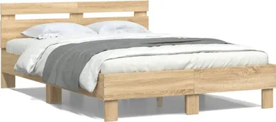 Produktbild von vidaXL Bettgestell mit Kopfteil Sonoma-Eiche 120x190 cm Holzwerkstoff