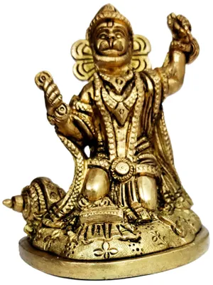 Messing Hanuman Figur, Kirtan, 8,5x2,5x11,5 cm, Sammlerstück