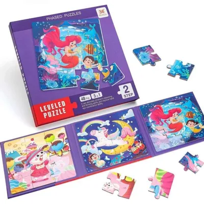 Produktbild von Magnetisches Puzzle - Hase, Einhorn & Meerjungfrau - 3 in 1 Buch - Level 2 - Reisespielzeug ab 3 Jahren