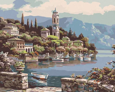 Produktbild von Diamondi - Diamond painting - EINE BUCHT MIT RUDERBOOT, 40X50 cm, ohne Keilrahmen