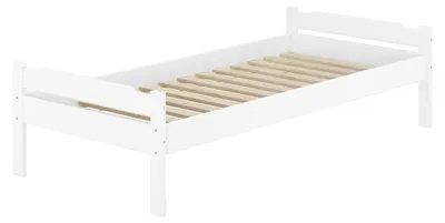 Produktbild von Einzelbett massiv Kiefer weiß 90x200 Futonbett Holzbett Zubehör wählbar V-60.31-09WRollrost inkl.