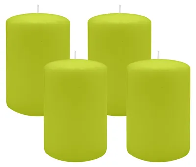 Produktbild von Flachkopf-Stumpenkerzen Lime 80 x Ø 50 mm, 4 Stück