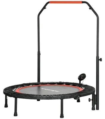 Imagen del producto de Mini trampolín con barra de sujeción y monitor LCD | Color:  y rojo | Dimensiones: 102x102x99-123 cm
