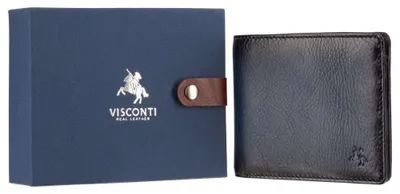 Zdjęcie produktu dla Visconti portfel męski skóra naturalna niebieski RFID 9,2x11 cm box