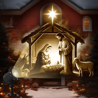 Weihnachtsprojektor mit Krippenmotiv, dynamisch, 3D-Effekt, Timer