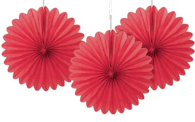 Produktbild von Unique Party 63255, Dekorativer Ventilator, Rot, Papier, 3 Stück(e), 15 cm