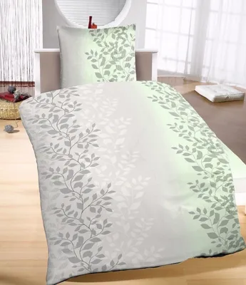 Produktbild von 4-tlg Mikrofaser Bettwäsche Set Bettgarnitur Bettbezug 135x200 Kissenbezug 80x80 Modern Geblümt Blume Ranke NEU Creme Beige Mint Grün
