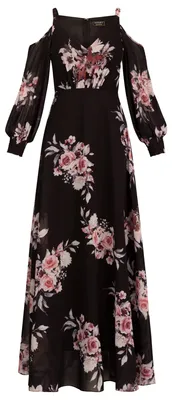 Produktbild von ApartFashion Damen Jurk L ssiges Abendkleid, Schwarz Multicolor, M EU