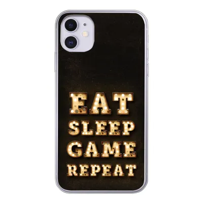 Produktbild von MuchoWow® Handyhülle Schutzhülle Hülle für iPhone 11 Spiele - Spiele - Zitate - Sprichwörter - Eat sleep game repeat Silikon Softcase Handy Hülle - Handytasche