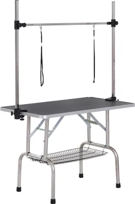 Obrázek produktu pro Stůl na stříhání psů - skládací - 107x60x170 cm - Dřevo a ocel potažené melaminem - Pro psy - černý