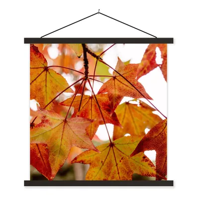 Produktbild von MuchoWow® Textilposter Herbstzweige - Blätter - Jahreszeiten - Landleben 90x90 cm mit schwarzem Rahmen - Magnetisches