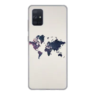 Produktbild von MuchoWow® Handyhülle Schutzhülle Hülle für Samsung Galaxy A71 Weltkarte - Licht - Rot Silikon Softcase Handy Hülle - Kartenbesitzer