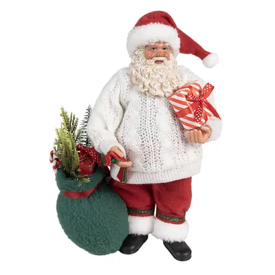 Produktbild von Clayre & Eef Weihnachtsdekorationsfigur Weihnachtsmann 27 cm Weiß Rot Textil