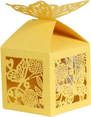 Image de 50pcs boîtes de bonbons de mariage, 3D papillon design de luxe Lase Cut Party mariage faveur de bonbons boîte cadeau de chocolat décorations de table