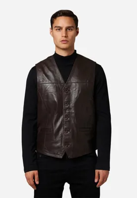 Produktbild von Ricano Herren Lederweste 321 Vest Lammnappa – braun / 3XL