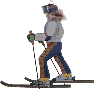 Produktbild von 8x Skifahrer "Vintage" aus Holz Deko zum Hängen 31cm
