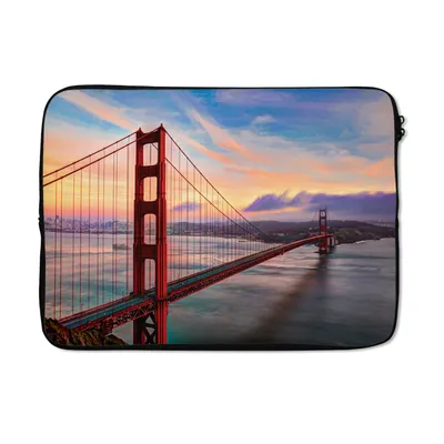 Produktbild von MuchoWow® Laptop Hülle 13 Zoll Farbenfroher Sonnenuntergang über der Golden Gate Bridge in San Francisco Laptoptasche - Laptophülle - Sleeve - Rundumschutz