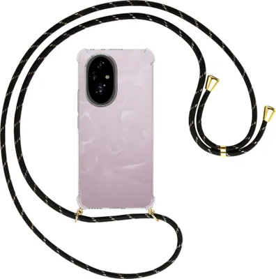 Produktbild von Handykette Backcover-Schutzhülle mit Band (Metall goldfarben) für Honor 200 - schwarz/gold