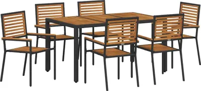 Produktbild von vidaXL Garten Essgruppe 7 pcs Schwarz und Braun Poly-Rattan