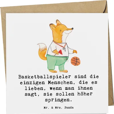 Produktbild von Mr. & Mrs. Panda Grußkarte Basketball Motivation - Weiß - Geschenk, doppelkarte, Taktik, Training, Glückwunschkarte, Sportler, Leidenschaft, Geschenke, Dunking, Teamsport