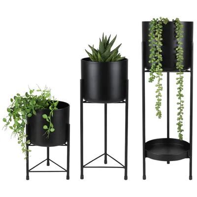 Image de DOCHTMANN Porte-fleurs 3pcs, métal, noir