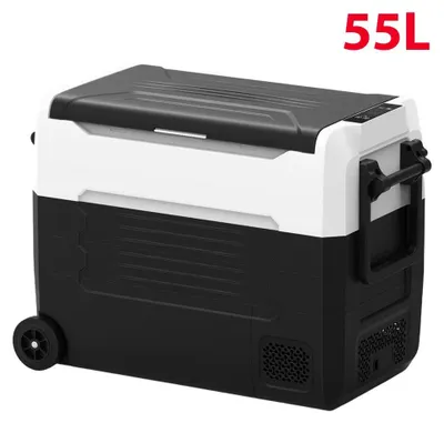 Image de Glacière compresseur portable pour voiture, réfrigérateur et congélateur - 55 litres - 12/24 V DC et 110–240 V AC - Idéale pour le camping