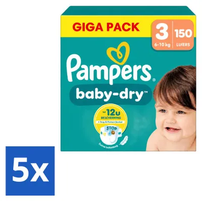 Productafbeelding van 5 x Pampers Baby-Dry luiers, maat 3 - voordeelverpakking - 5 stuks