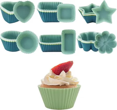 Produktbild von Siliconen Muffin Form 24-teiliges Set in 6 Formen | Antihaft-Silikonbackformen | Spülmaschinenfest - Multifunktionale Küchenbackformen für Muffins und Cupcakes