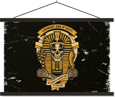 Produktbild von MuchoWow® Textilposter Pharao - Skelett - Retro - Zeichnung 120x80 cm mit schwarzem Rahmen - Wanddeko