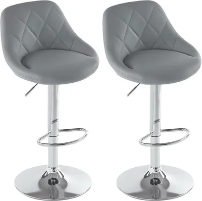 Produktbild von Barhocker 2er Set Höhenverstellbar (Dunkelgrau) | Barstuhl mit Lehne, Tresenhocker mit Metallgestell