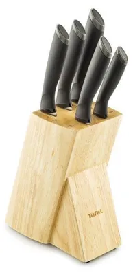 Imagen del producto de Juego de cuchillos Tefal Comfort, 5 piezas + bloque de madera, modelo K221SA14