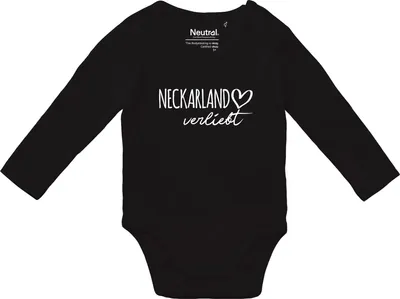 Produktbild von Huuraa Baby Body Neckarland verliebt 62 Black  Baumwolle Fairtrade Langarmbody Geschenkidee