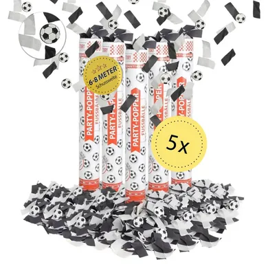 Produktbild von Party Popper 40cm Fußbälle 5er Set Fußballparty Public Viewing Deko Konfetti