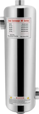 Image de Echangeur de chaleur pour piscine en acier inoxydable, 60 kW, thermostat SPA pour chauffage à circulation, argenté