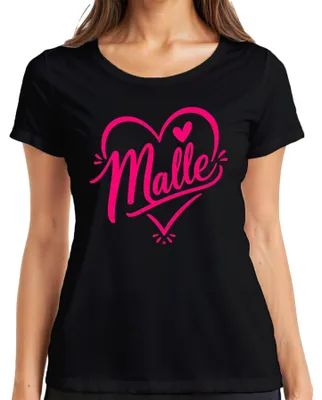 Zdjęcie produktu dla Malle Herz Pink Mallorca Party Urlaub JGA Koszulka damska, czarna, rozmiar L