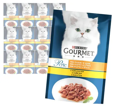 Zdjęcie produktu dla Purina Gourmet Perle z Kurczakiem 12x85g Mini Fileciki w Sosie Mokra Karma Dla Kota